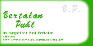 bertalan puhl business card